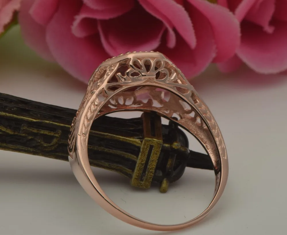 Free shipping custom processing exquisite western-style Diana rose gold pomegranate stone 925 sterling silver rings | Украшения и