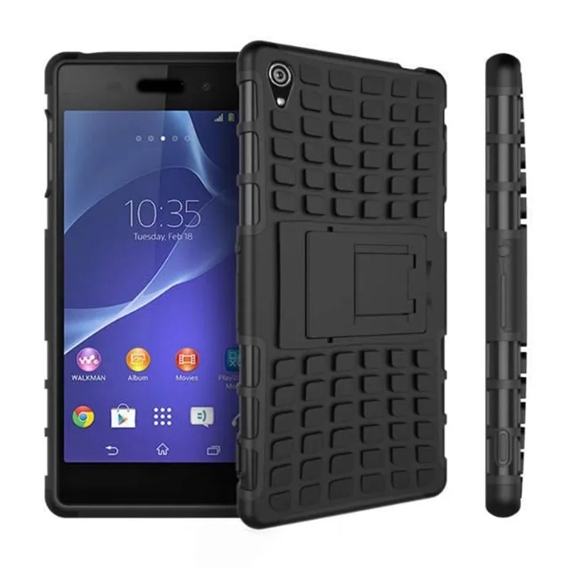 For Sony Xperia Z2 Z3 compact Z4 Z5 Premium Case Rugged Rubber Armor PC+TPU With Stand Function |