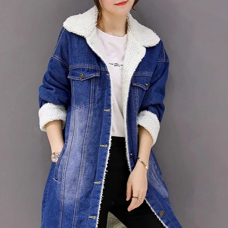 Джинсовая парка для женщин зимнее пальто Модная 2018 женская верхняя одежда 2019