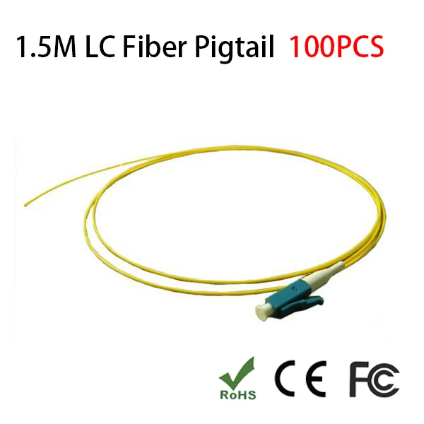 1.5M LC/UPC Fiber Pigtail Single Mode 9/125 Fiber Optic Cord,Fiber patch cord--100 PCS/LOT