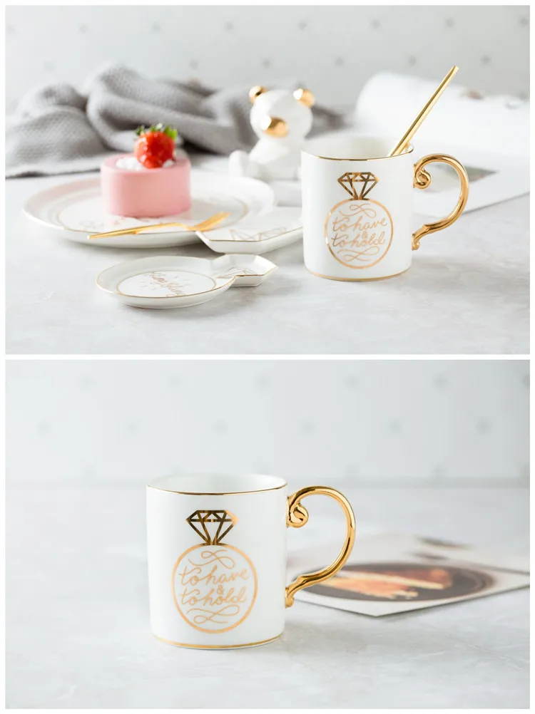 Роскошные золотые Mr and Mrs алмазная фарфоровая кофейная кружка чай молоко керамические чашки и кружки свадебный подарок