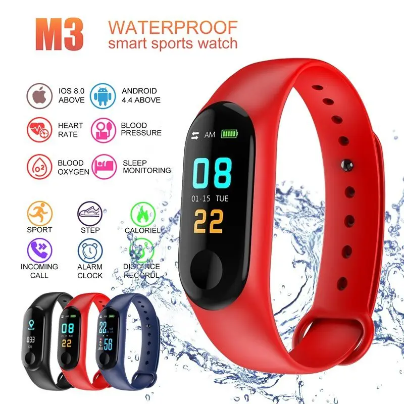 

Hot Smart Wristbands Color Screen Bracelet Blood Pressure Fitness Tracker Watch Heart Rate Monitor Smartband Detachable Strap