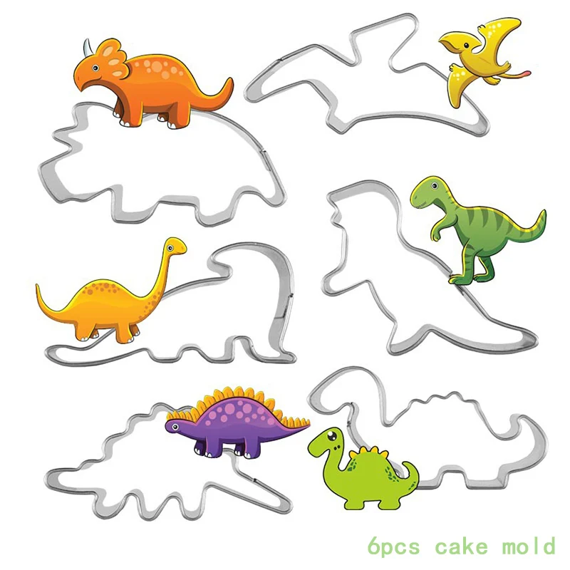 6pcs Cake Mold 6 шт. коробка для попкорна, коробка для закусок, конфет для детей, динозавр, тематическая вечеринка на день рождения, украшение для детского душа, детская вечеринка в стиле динозавра, поставка 14x5,5 см - Цвет: 6pcs Cake Mold
