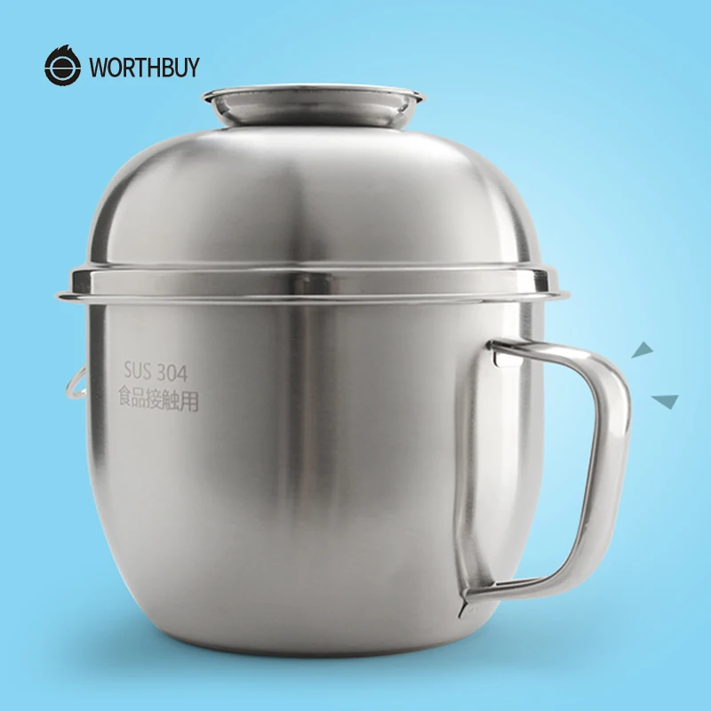 Worthbuy 304 Нержавеющая сталь чаша с ручкой и крышкой индукции Плита Отопление риса