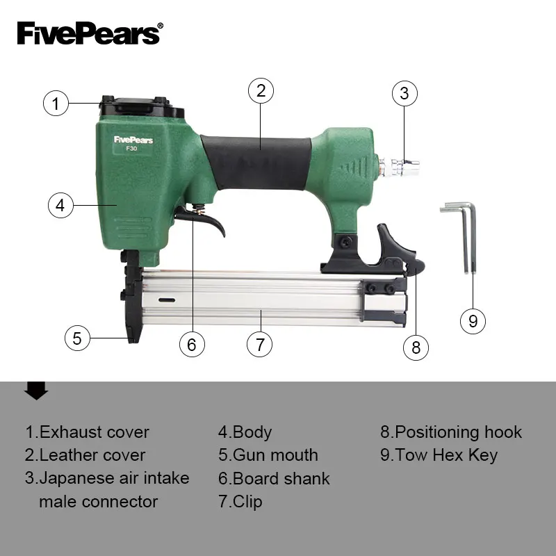FIVEPEARS Air Nailer пистолет пневматический для ногтей прямой степлер мебельный