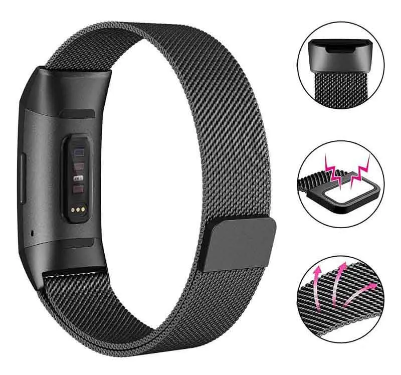 Металлический Миланский ремешок для Fitbit Charge 3 Band Wrist smart фитнес-браслет ремешок аксессуары спортивные часы Correa Pulsera
