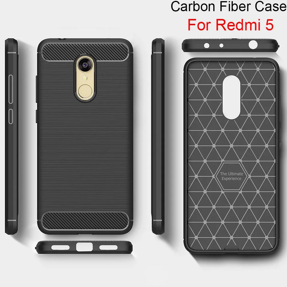 Luxury Soft Cases Xiaomi Redmi 5 Carbon Fiber Smartphone Case for Plus Shockproof Celular Back Capa |