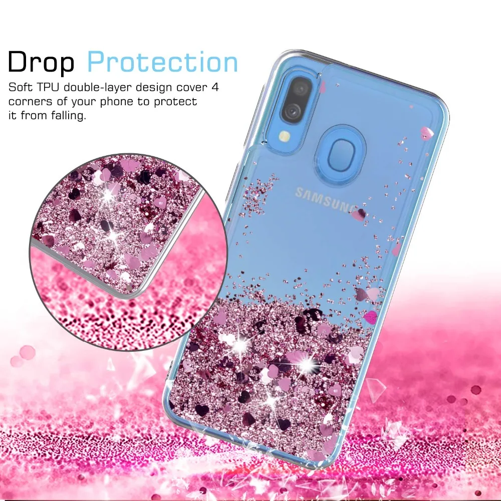 Блестящий Жидкий чехол для Samsung Galaxy A40 силиконовый Dynamic Qicksand Star Love |