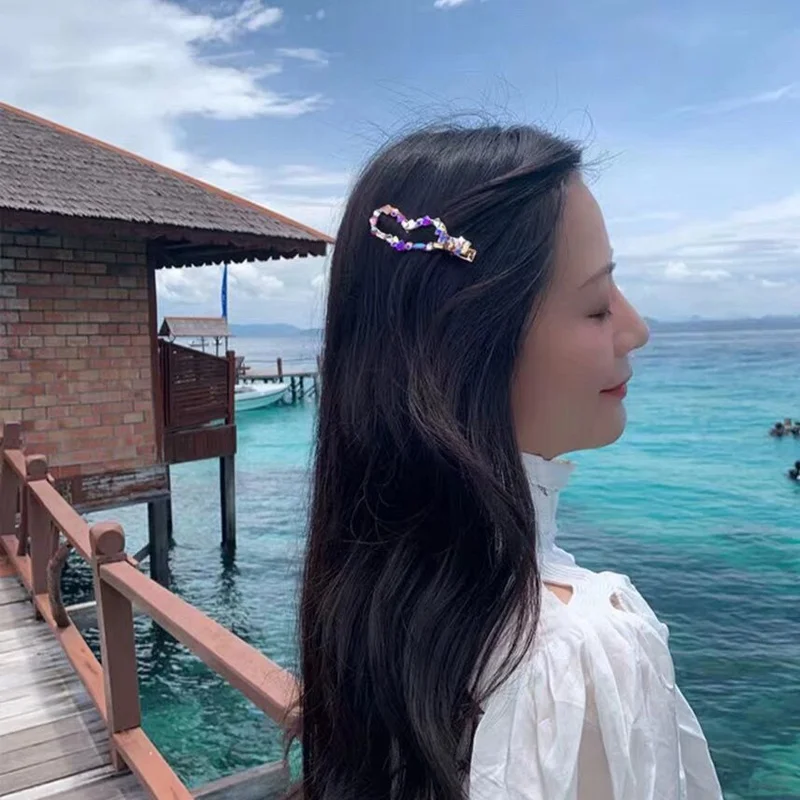 MENGJIQIAO новые корейские Роскошные блестящие цветные Кристальные Заколки для женщин девушек Элегантные Заколки для волос с сердцем аксессуары для волос