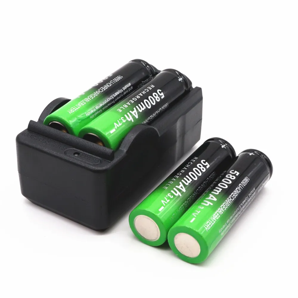 Новые 4 шт 5800mAh литий-ионная 3,7 V аккумуляторная батарея 18650 flashlightty батарея+ ЕС зарядное устройство