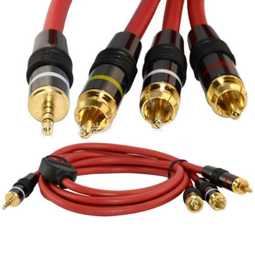 Оптовые продажи 100 шт./упак. 3 5 мм AV штекер 3RCA аудио видео конвертер кабель