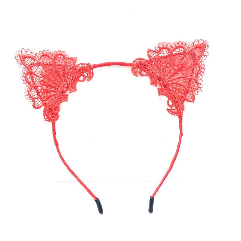 Черные сексуальные кружевные повязки на голову с кошачьими ушками для дня