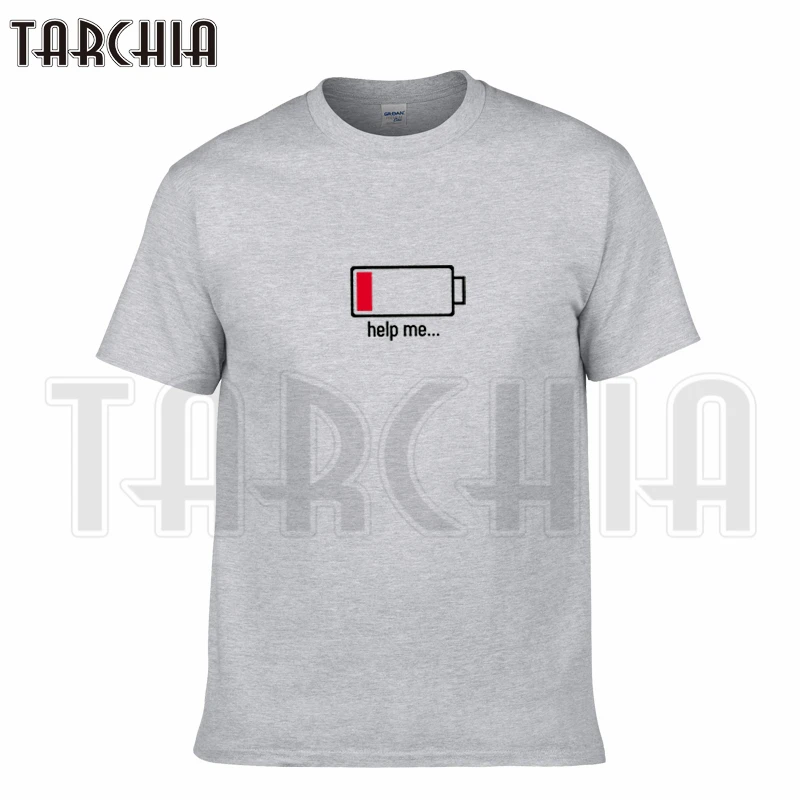 Мужская хлопковая футболка TARCHIA Повседневная с коротким рукавом батарейкой 2021