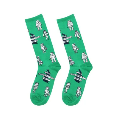 Green cartoon Harajuku/Веселые мужские носки; забавные мужские носки с ленивцем; женские носки с рисунками животных, инопланетян, Чили, усов, ленивцев; Новинка; носки из чесаного хлопка; забавные носки - Цвет: Green cartoon