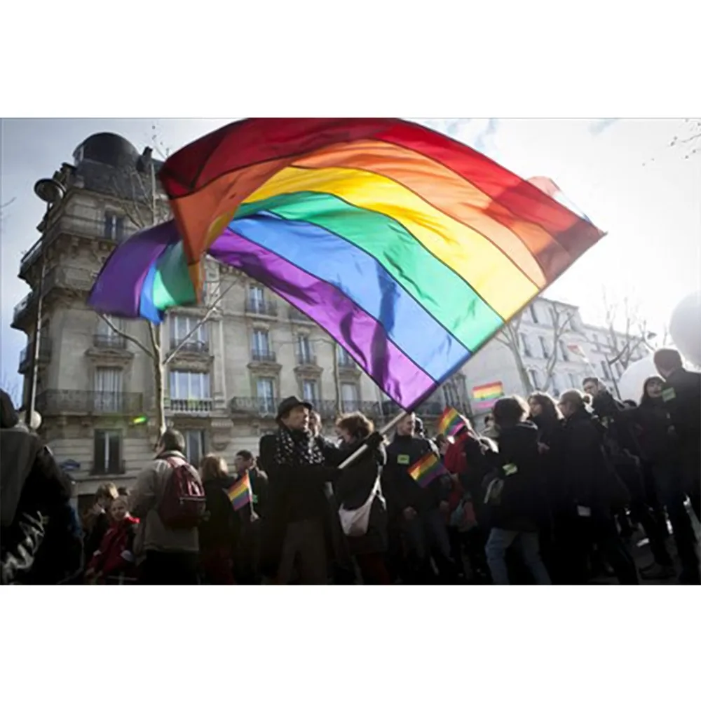Радужный Флаг для геев баннеры флаг лесбиянок ЛГБТ из полиэстера яркий правого