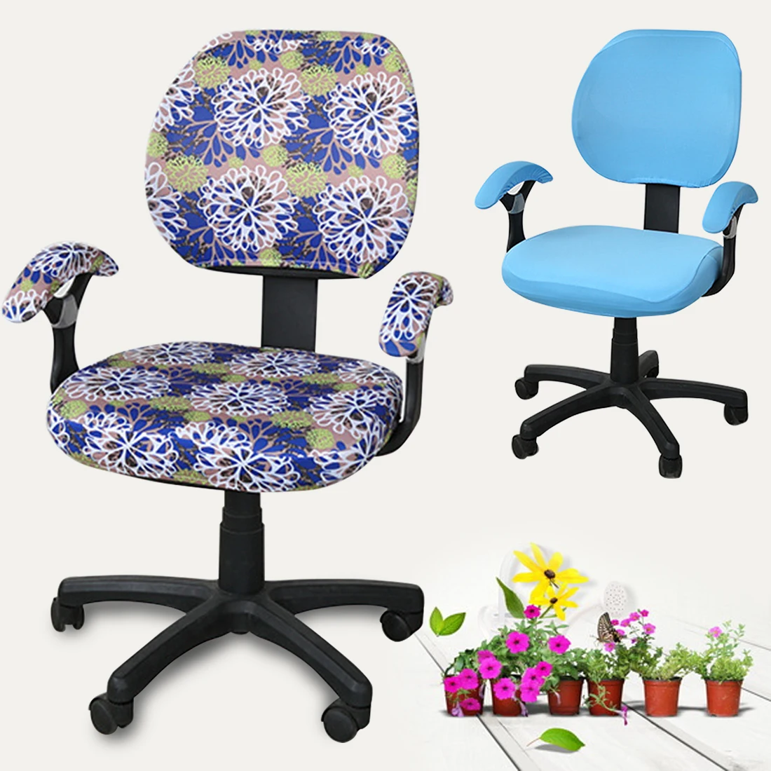 Эластичные съемные чехлы на стулья из спандекса с цветочным принтом подлокотник