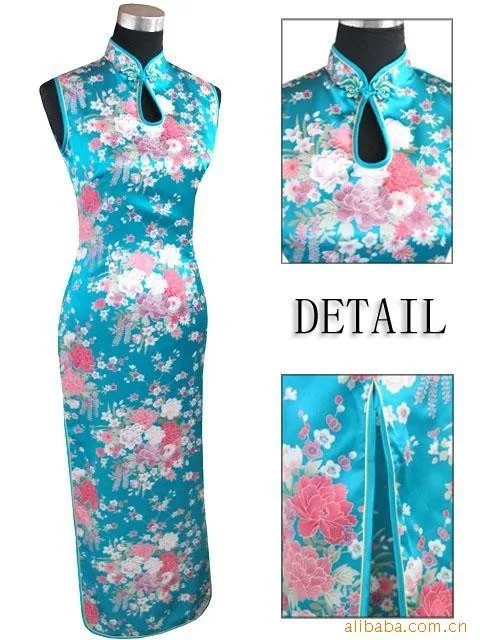 Красное винтажное китайское женское шелковое длинное платье-Ципао с лямкой на