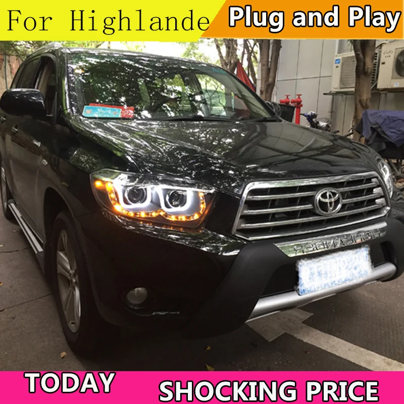 Автомобильный Стайлинг чехол для фары Toyota Highlander 2009-2011 светодиодный ные U Angel Eyes DRL