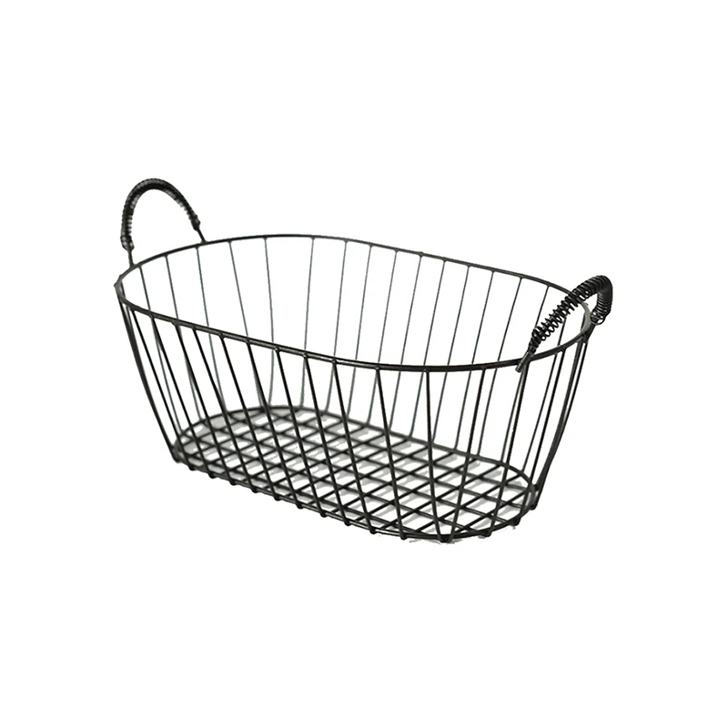 Овальная маленькая металлическая корзина для хранения с ручками скандинавский