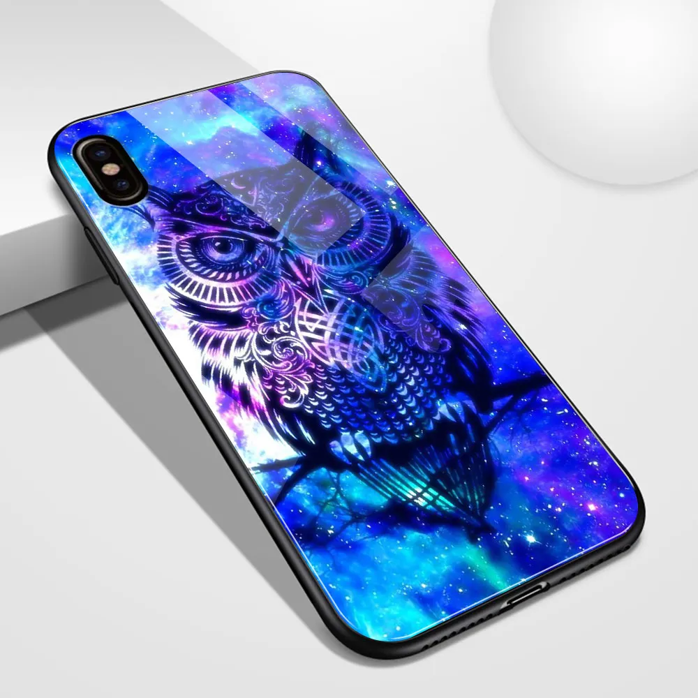 Стеклянный чехол для iPhone Xr, чехол с изображением животных, Ночная Сова, Модный чехол galass для iPhone 6 6s 7 8 Plus X XS Max XR 11 pro max
