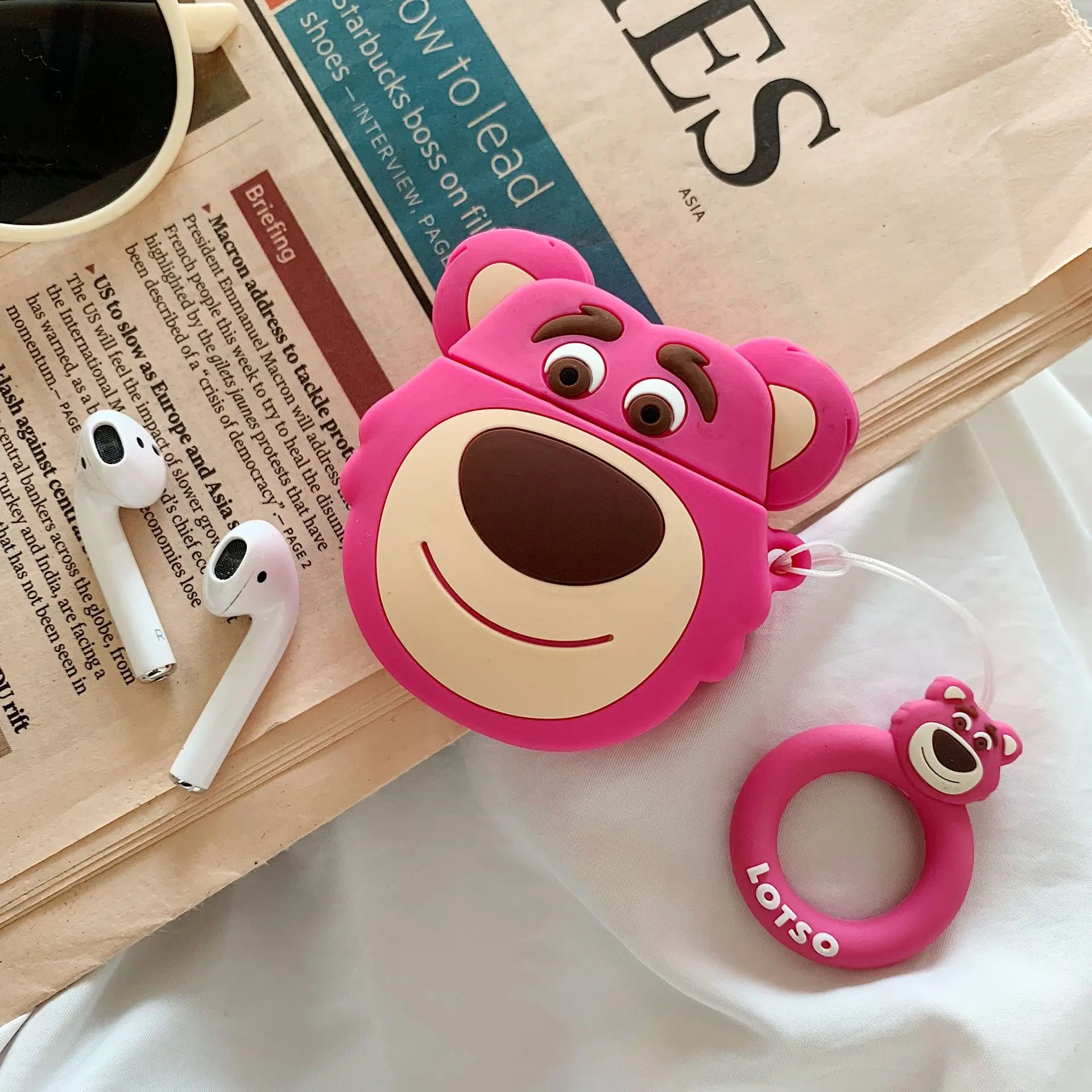 Airpods гарнитура милый мультфильм щенок медведь яблоко зарядная коробка защита