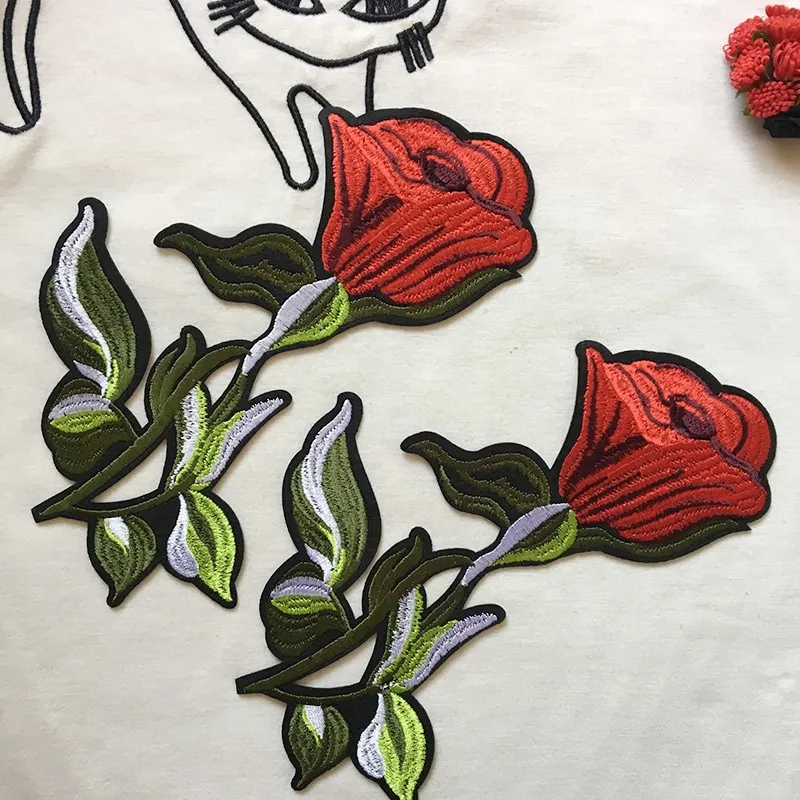 #L083 5PCS/1Lot Wholesale Embroidered Motif Flower Sew On Iron Rose Patches Applique DIY Lace Clothing Accessory | Дом и сад