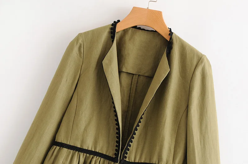 Женские элегантные кисточки лоскутное пальто куртки с длинным рукавом army green