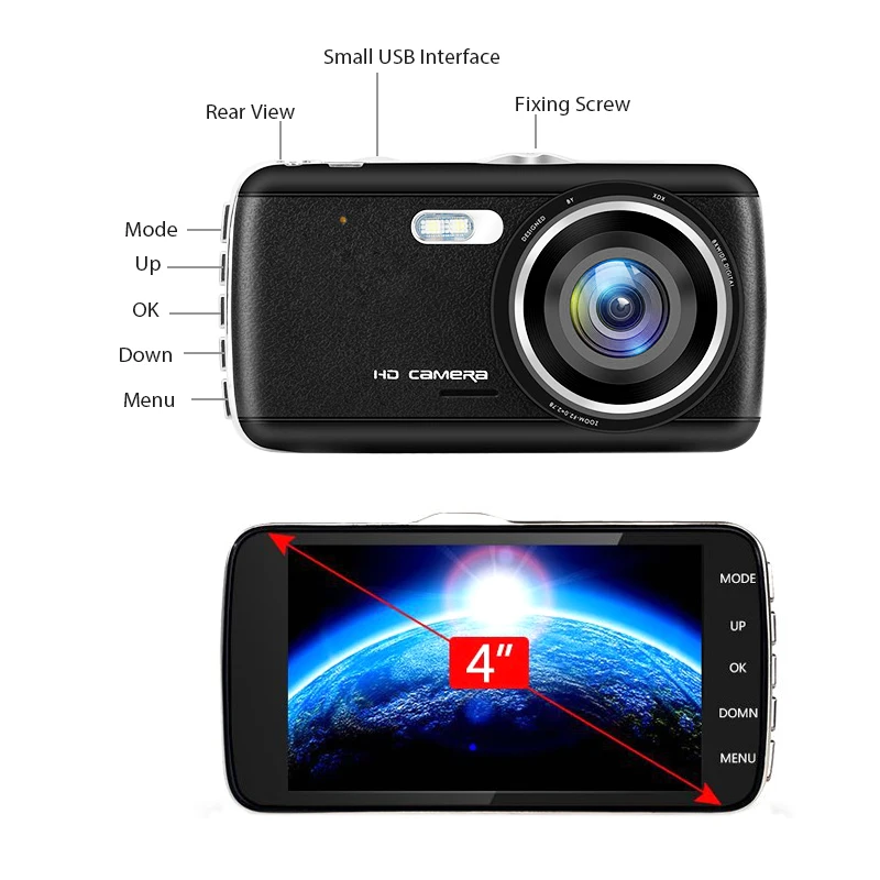 4 0 &quotips Автомобильная dvr камера с двойным объективом ADAS LDWS FHD 1296P ночного видения