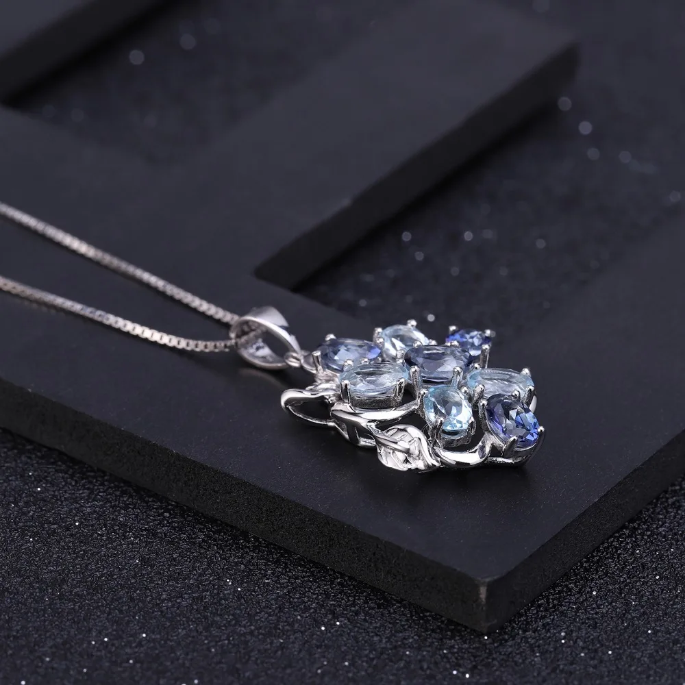 GEM'S BALLET 2.4Ct натуральный голубой топаз Мистический Кварц 925 пробы Серебряный Драгоценный камень кулон ожерелье для женщин ювелирные изделия