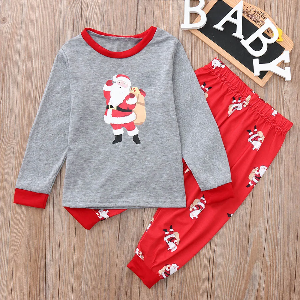 Детская одежда Футболка для девочек и мальчиков топы штаны Семейные пижамы сна