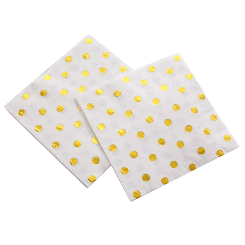 C napkin 20pcs 1 упаковка/набор золотой серебряный горошек бумажная салфетка вечерние девственная древесина бумажная салфетка для свадьбы ребенка день рождения предметы домашнего обихода - Цвет: C napkin 20pcs