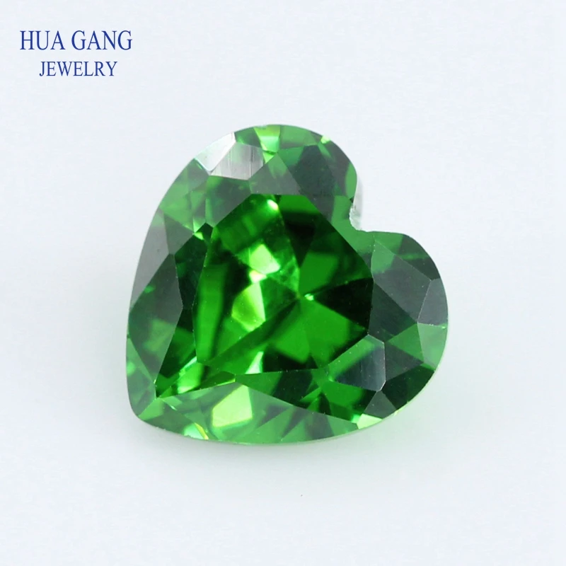 

5A Green Heart Shape Cubic Zirconia Brilliant Cut Loose CZ Stone Synthetic Gems Beads For Jewelry 3x3-12x12mm