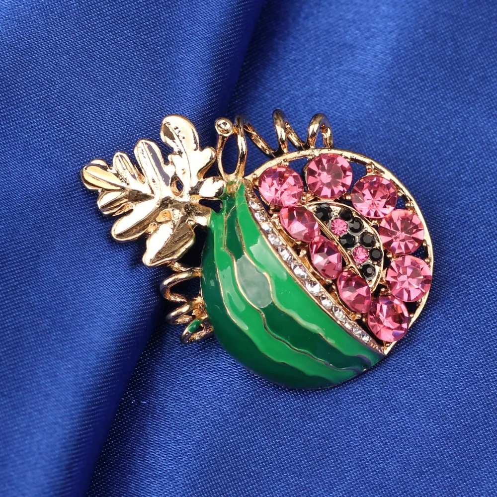 Эмалированные Цветочные брошки Bonsny со стразами в виде арбуза модные украшения
