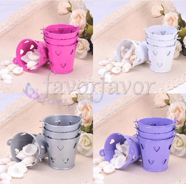 Бесплатная доставка 100 шт пустотелые жестяные ведерки/ярко-Розовые Мини ведерки