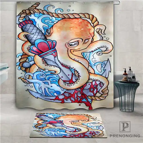Пользовательские Cute-Octopus (1) водонепроницаемый занавеска для душа коврик дома