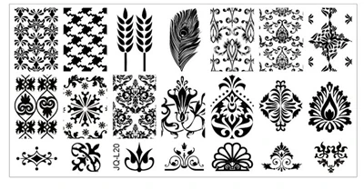 L20 JQ-L серии 120*60 мм Размер штамп штамповка изображения Konad Пластина Печать ногтей шаблон DIY для ногтей штамповки пластин - Цвет: L20