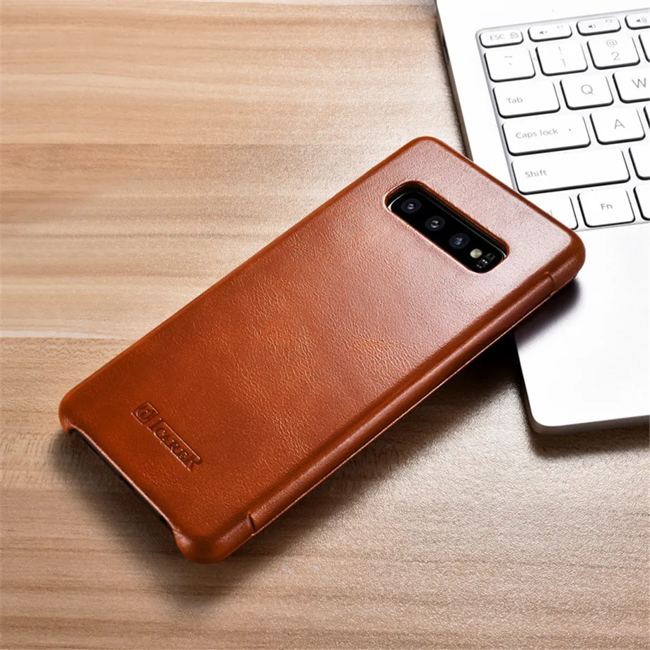ICarer для Samsung Galaxy S10 Plus чехол из натуральной кожи S9 S8 Note 8 Note9 Ретро изогнутый край