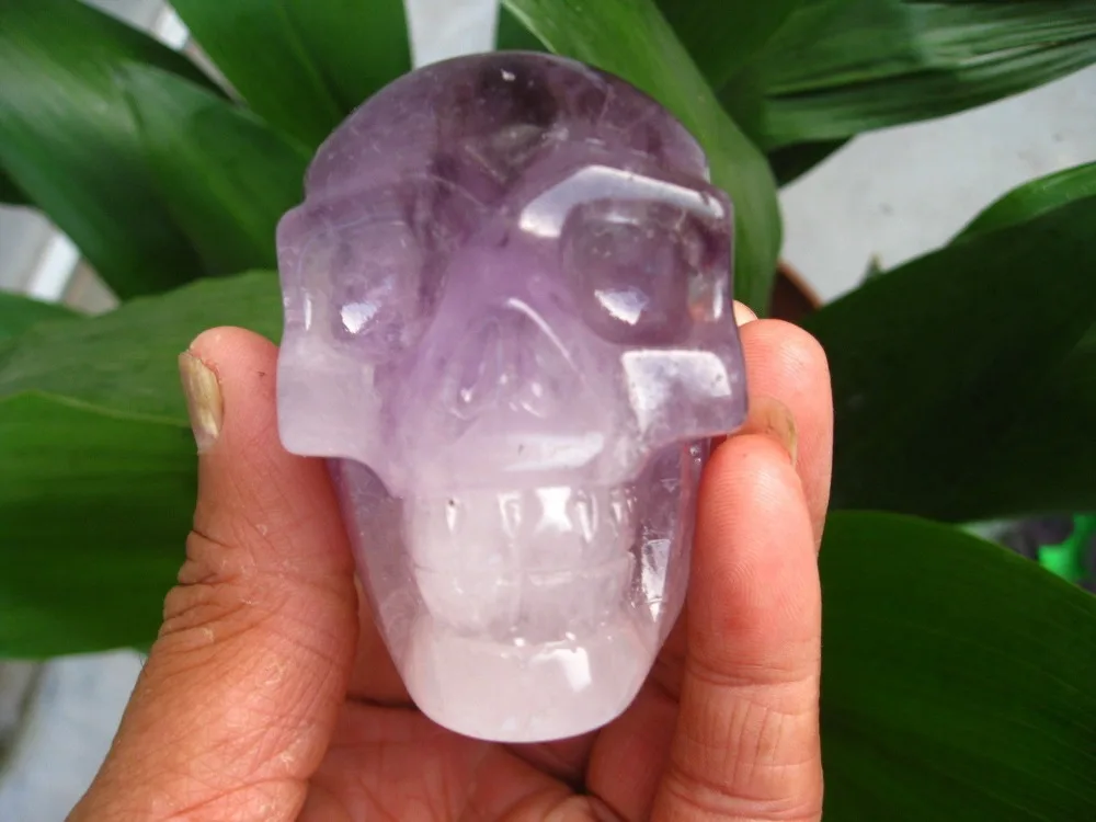 Резные Природный аметист кристалл исцеление черепа | Дом и сад