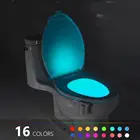16 Цвета тела датчик движения Сенсор автоматический светодиодный светильник унитаз для ванной комнаты лампа Туалет светильник перемещение Сенсор светильник горячая 2018a23