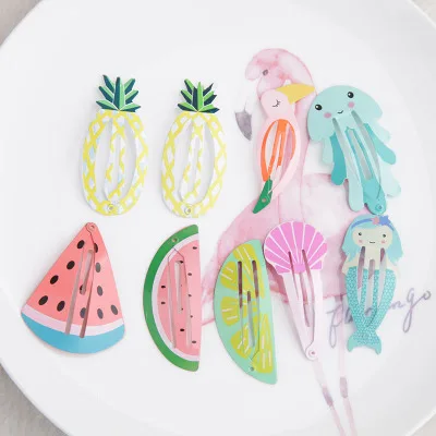 Новый Фламинго ананас арбуз заколка для волос BB клип Японский милый аксессуары