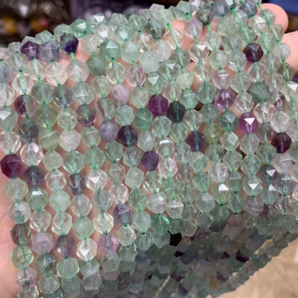 Граненые бусины из натурального флюорита 8 мм незакрепленные DIY для изготовления