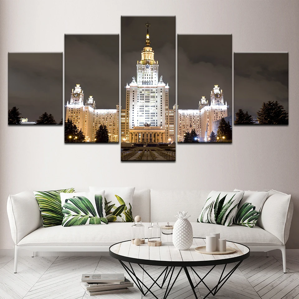 5 Panels Large Lighthouse Picture Frame Modern Canvas Art Prints Seascape Portland Painting on Wall Artwork | Дом и сад