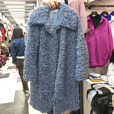 Стиль высокого класса модное женское пальто из искусственного меха 17M23 - Цвет: Blue