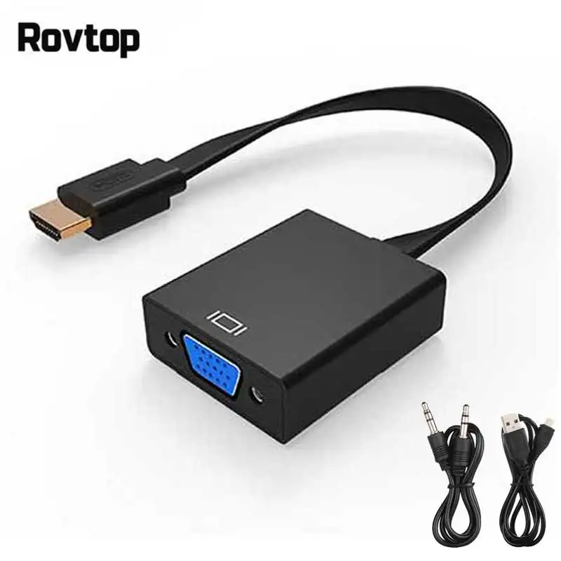 Rovtop HDMI к VGA адаптер Мужской Famale конвертер 1080P цифровой аналоговому Видео Аудио для