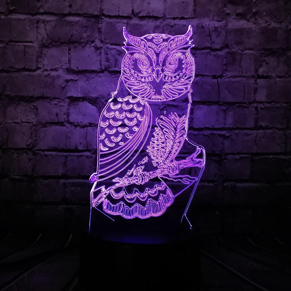 Kawaii 3D ночной Светильник с изображением совы, 7 цветов, светодиодный Настольный светильник, художественный домашний декор для детской спальни, декор для сна, подарки для праздников и вечеринок