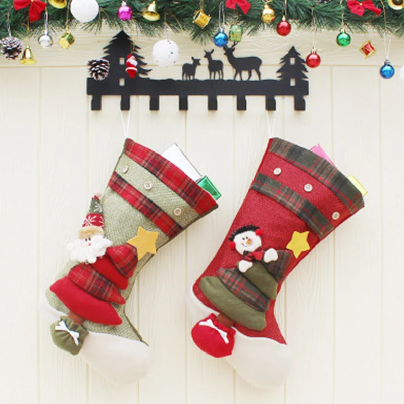 2018 new Christmas decorations Santa Claus socks tree pendants stockings gift bags | Дом и сад