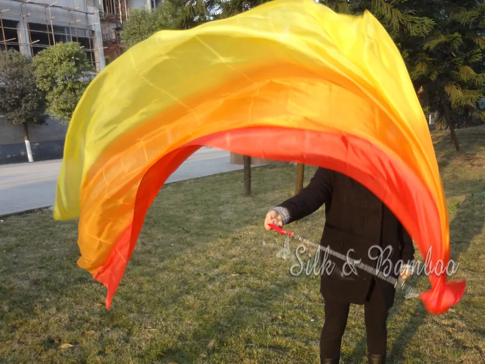Красный/оранжевый/желтый, 1 штука 2,3 м* 0,9 м(7"* 35") Съемная ручная роспись танец живота шелковая вуаль пой, настоящий струящийся шелк