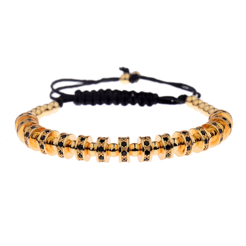 Amader 2017 роскошный Медный 4 мм бисер циркон мужской браслет микро проложить CZ