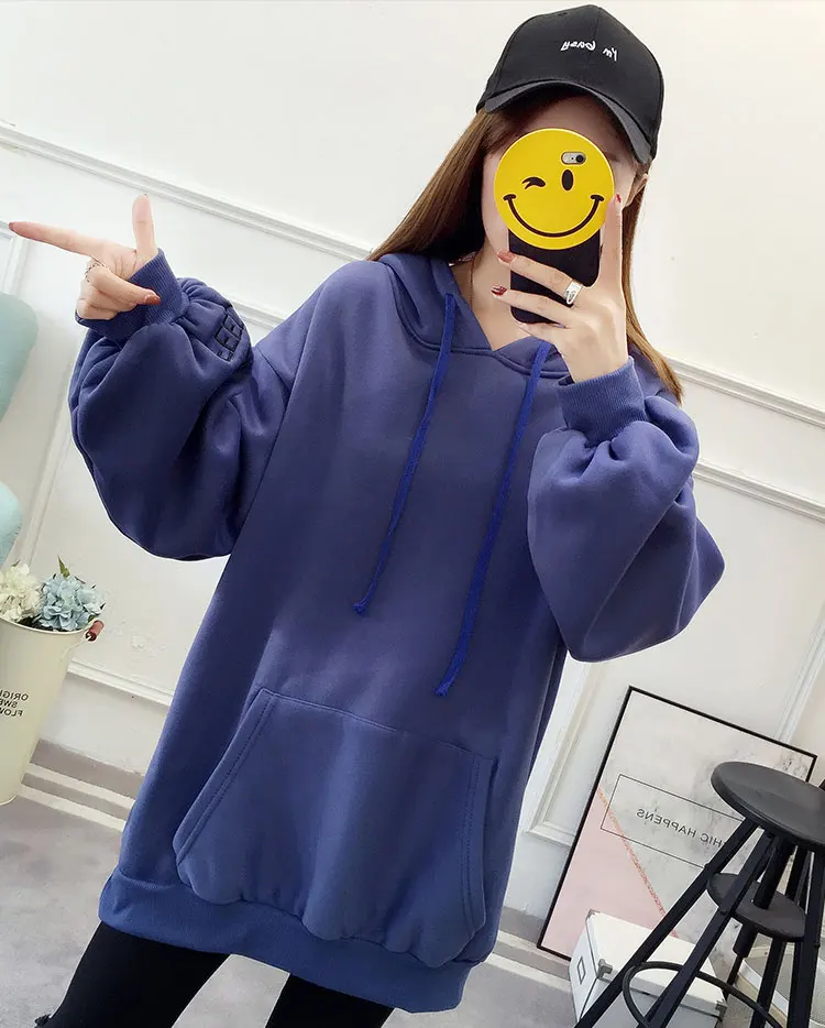 Женские толстовки, зимние, Harajuku, теплые, плюс бархат, свободные, трендовые, с буквенным принтом, с капюшоном, повседневные, с длинным рукавом, Женская толстовка, милая