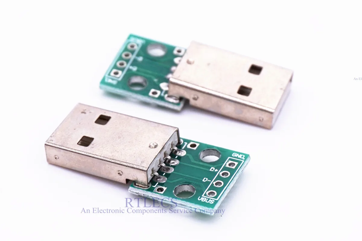 2 шт. паяльные штекеры USB 0 типа А на адаптере печатной платы с 4 контактами 54 мм